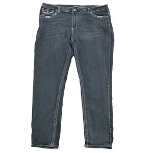 Jack David Jeans Womens 24 Gray Embroidered Pocket Contrast Stitch Western Boho